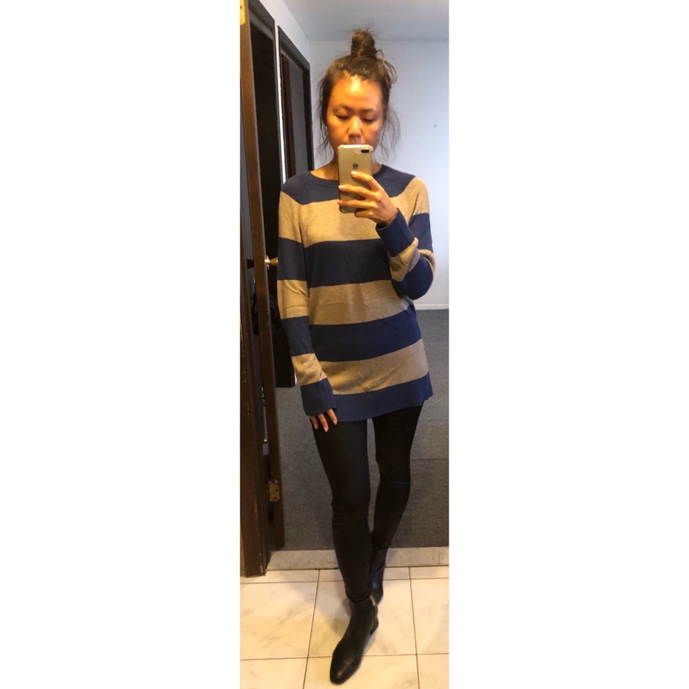 Striped tunic pullover sweater